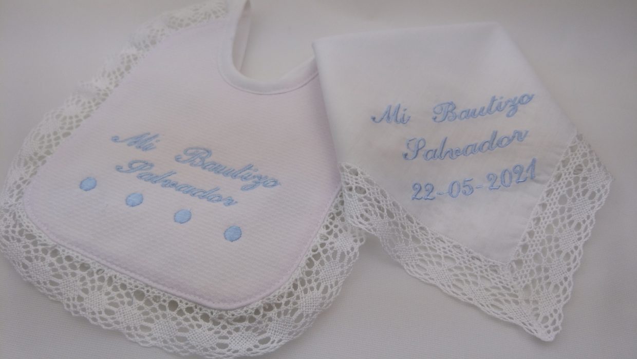 Babero de bebé bordado de bautizo personalizado - Babero de algodón  personalizado con cruz bordada, nombre y fecha de bautismo
